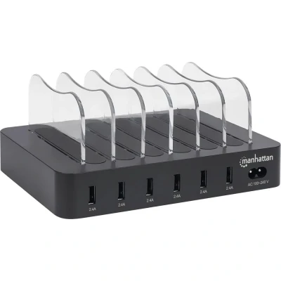 Afbeelding van Manhattan 102254 USB laadstation 50 W Thuis Uitgangsstroom (max.) 2.4 A Aantal uitgangen: 6 x 3.2 Gen 1 bus (USB 3.0)