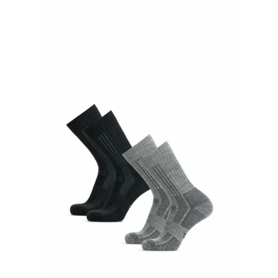 Afbeelding van DANISH ENDURANCE 2 paar wandelsokken van premium merinowol, anti blaren, heren en dames, Veelkleurig (1x Zwart/Grijs, 1x Lichtgrijs), 43 47