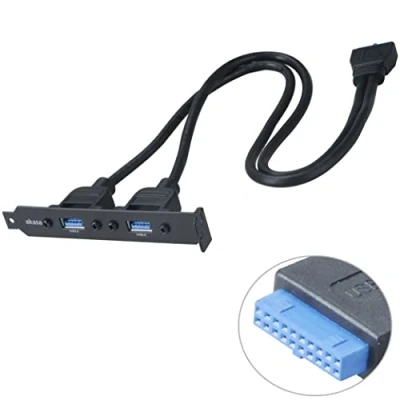 Afbeelding van Akasa Interne USB 3.0 adapterkabel Dual SuperSpeed Type A Inclusief PCI houder poortkaarten 40 cm AK CBUB17 40BK