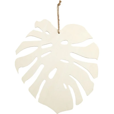 Afbeelding van Creotime Decoratiehanger Monsterablad 35 X 34 Cm Naturel