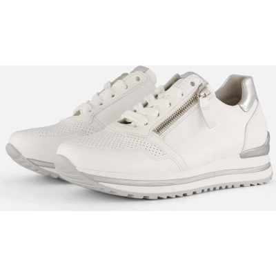 Afbeelding van Gabor Comfort Sneakers laag, Dames, Maat: 37.5, Weiss/silber(perf) Schoenen