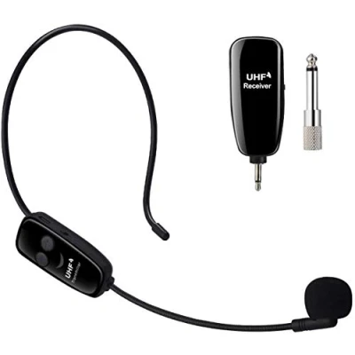 Afbeelding van PELLOR Professionele oplaadbare draadloze UHF microfoon met spraakversterker, hoofdgemonteerde spraakversterker ontvanger