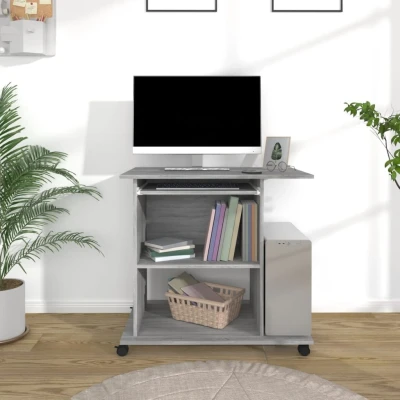 Afbeelding van Computerbureau 80x50x75 cm bewerkt hout grijs sonoma eikenkleur