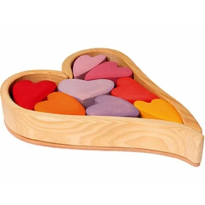 Afbeelding van Grimm&#039;s Blokkenset Stapel Harten (Rood/Roze)