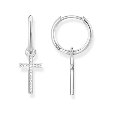 Afbeelding van Thomas SABO Creolen Kreuz Oorbellen silvercoloured, Dames, Maat: One Size, Silver coloured