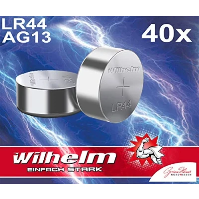 Afbeelding van Set van 40 alkalinebatterijen Wilhelm AG13/147/LR44/SR44W/357/LR1154/V13GA 1,5 V in blisterverpakking