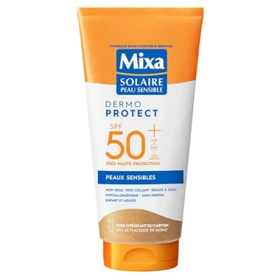 Afbeelding van Mixa Zonnemelk voor de gevoelige huid, zonnemelk, zeer hoge bescherming, SPF50+ UVA, lange UVB, allergische waterbestendig, hypoallergeen, geurloos, 175 ml