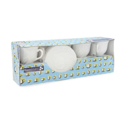 Afbeelding van Set van Kopje met Schotel Luminarc Trianon (6 pcs) Wit Glas 220 ml (12 Onderdelen)