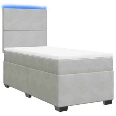 Afbeelding van vidaXL Boxspring met matras fluweel lichtgrijs 90x200 cm