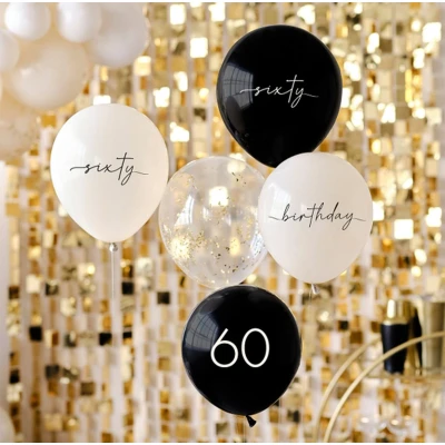 Afbeelding van Ginger Ray Zwart Wit Confetti 60 jaar ballonnen (5 stuks)