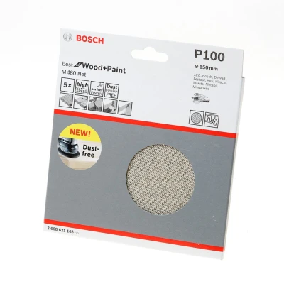 Afbeelding van Bosch Schuurschijfnet Wood and Paint 150mm K100 M480 blister van 5 schijven