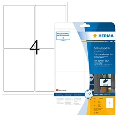 Afbeelding van Etiket HERMA 9534 99.1x139mm weerbestendig wit 40stuks