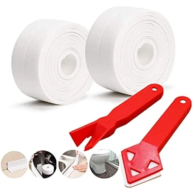 Afbeelding van SNAIL GARDEN Set van 2 rollen afdichtingstape voor badkuip en afdichtingsgereedschappen, zelfklevende afdichtingstape, waterdichte badkamer, keuken, toilet,