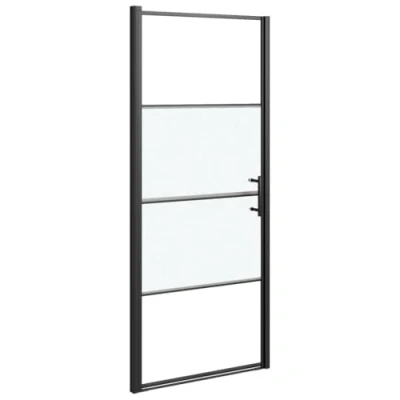 Afbeelding van VidaXL Douchedeur halfmat 81x195 cm gehard glas zwart