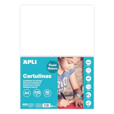 Afbeelding van Apli 14229 50 kartonpapier, wit, A4, gewicht: 170 g