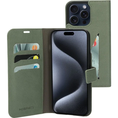 Afbeelding van Mobiparts Classic Wallet Case Apple iPhone 15 Pro Max Stone Green