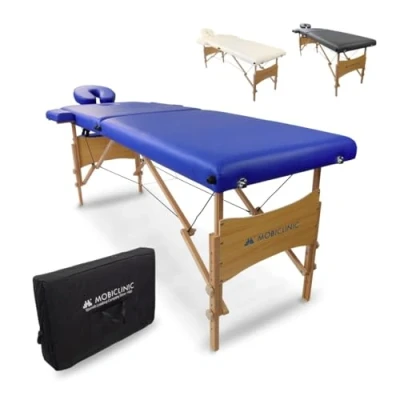 Afbeelding van Mobiclinic cm 01 Light Inklapbare Massagetafel 186x60 Massagebed Mobiele Hoofdsteun In hoogte verstelbaar Massage Draagbaar Hout Tot 250kg Blauw