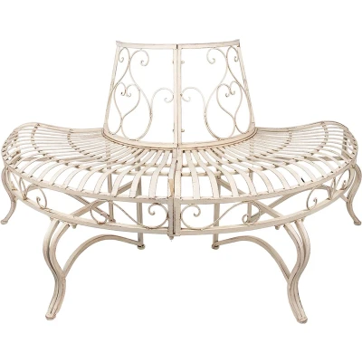 Afbeelding van Clayre &amp; Eef Tuinbank 139x49x78 cm Wit Ijzer Bank Buiten