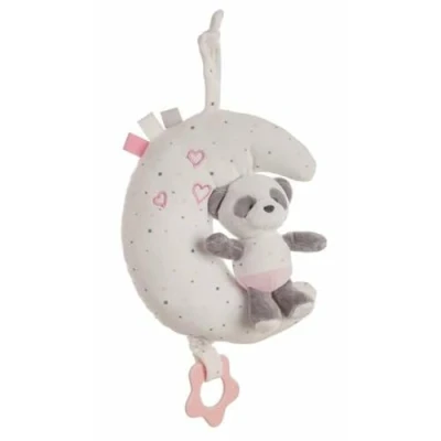 Afbeelding van Muzikale Rammelaar Baby Panda Maan Roze