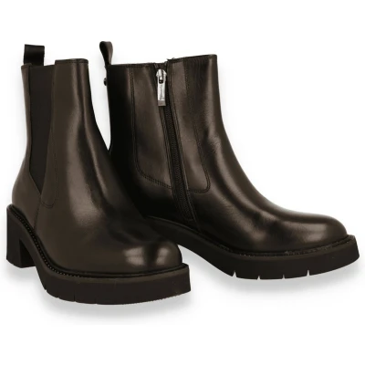 Afbeelding van Tamaris MIT Touchit Enkellaarsjes met plateauzool, Dames, Maat: 41, Black leather Leer