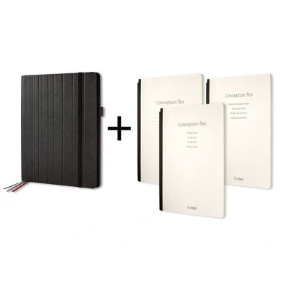 Afbeelding van Sigel Si Cf132 Conceptum Flex Business Organiser A4 Zwart/Kunstleer + 3 Schriften