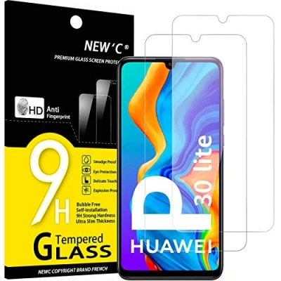 Afbeelding van NEW&#039;C 2 Stuks, Screen Protector voor Huawei P30 Lite, Nova 4e, Gehard Glass Schermbeschermer Film 0.33 mm ultra transparant, resistent, anti kras, vingerafdrukken