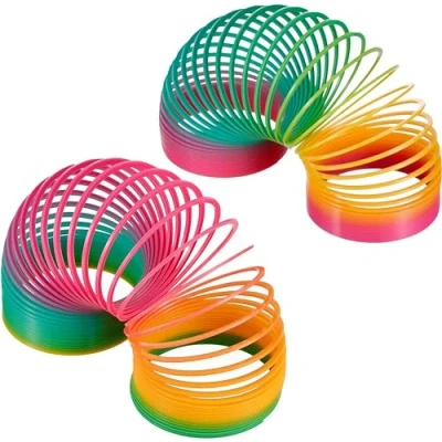 Afbeelding van Out of the blue Set Van 2 reuzenspiralen XXL Springspeelgoed Diameter 10 cm kunststof Perfect voor meisjes en jongens Ideaal als klein cadeau
