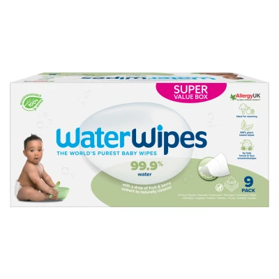 Afbeelding van Waterwipes Snoetenpoetser Soapberry 9 x 60 Babydoekjes 99,9% water *Plastic Vrij