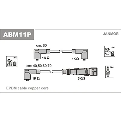 Afbeelding van JANMOR ABM11P Bougiekabelset VOLKSWAGEN: Polo III Hatchback, Transporter 4