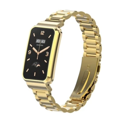 Afbeelding van Metalen schakelband met case Goud Xiaomi Smart band 7 Pro