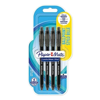 Afbeelding van Paper Mate ComfortMate Ultra Intrekbare balpennen Medium Punt (1,0 mm) Zwart 4 stuks