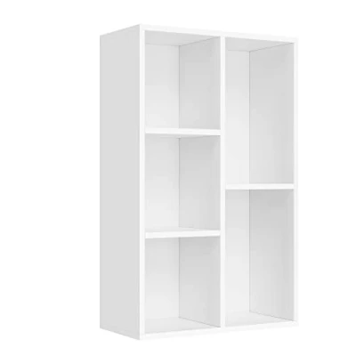Afbeelding van VASAGLE boekenplank, staand, met 5 vakken, voor woonkamer, studeerkamer, kinderkamer, kantoor, als kamerscherm, 50 x 24 80 cm, wit LBC25WT
