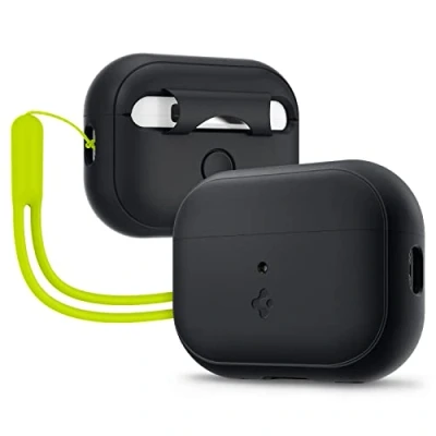 Afbeelding van Hoesje geschikt voor Apple AirPods Pro 1/2 Spigen Silicone Fit Strap Case Zwart