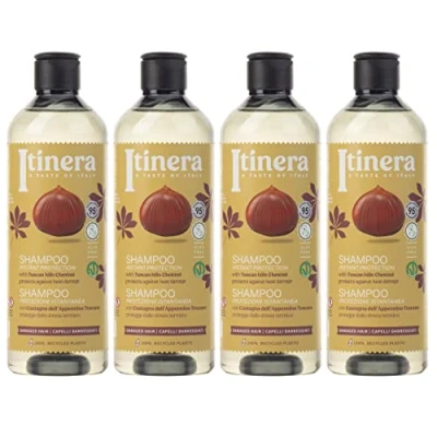 Afbeelding van ITINERA Shampoo voor beschadigd haar met kastanje uit de Toscaanse heuvels, 95% natuurlijke ingrediënten, 370 ml (4 stuks)