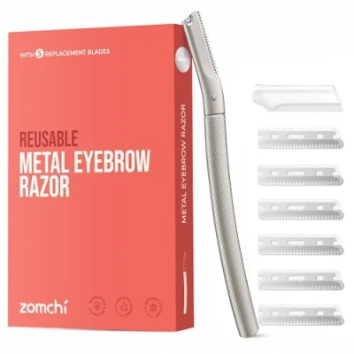 Afbeelding van ZOMCHI wenkbrauwscheerapparaat gezichtsscheerapparaat Dermaplaning voor dames met 6 mesjes zilver