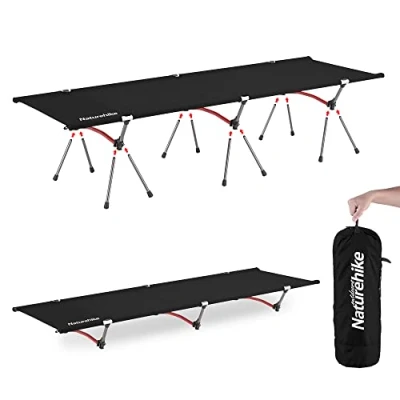 Afbeelding van Naturehike Ultralicht campingbed met 150 kg draagkracht, in hoogte verstelbaar en opvouwbaar, draagbaar opklapbed, ideaal als camping, lunchpauze op kantoor of logeerbed