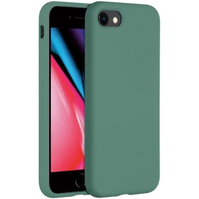 Afbeelding van Accezz Hoesje Geschikt voor iPhone SE (2022) / (2020) 8 7 Siliconen Liquid Silicone Backcover donkergroen