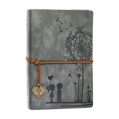Afbeelding van Notebook A5 Journal Vintage PU Leer Hervulbare Reisdagboek met Hart Hanger Zuurvrij Papier Beste Gift Idee 100 Vellen/200 Pagina&#039;s 80GSM