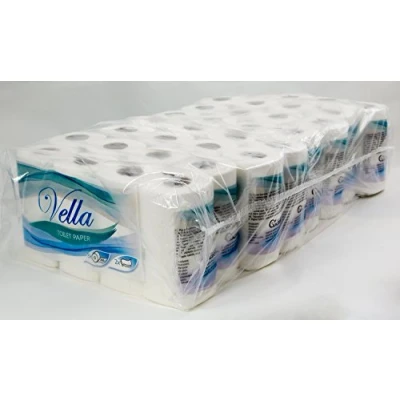 Afbeelding van Vella Voordeelverpakking met 64 rollen toiletpapier, dubbellaags, wit, cellulosevezels, 250 vellen per rol