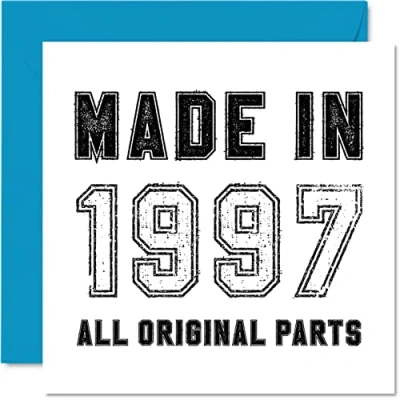 Afbeelding van Stuff4 25e verjaardagskaart voor mannen en vrouwen Him Her in 2022 Made 1997 All Original Parts Grappige Twenty Five Fifth Birthday kaart, 145 mm x mm, (GCARD MADEIN22 FBA)