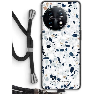 Afbeelding van Case Company® hoesje met Koord geschikt voor OnePlus 11 Terrazzo N1 Telefoonhoesje Zwart Bescherming aan alle Kanten en Over de Schermrand
