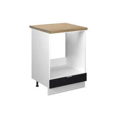 Afbeelding van Vicco Ovenombouwkast Fame Line, Zwart gestreept/Wit, 60 cm , WB Eik