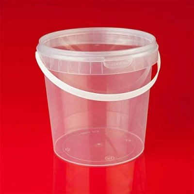 Afbeelding van trendfinding 24 stuks 1 liter emmer met deksel, kunststof, transparant, geschikt voor levensmiddelen