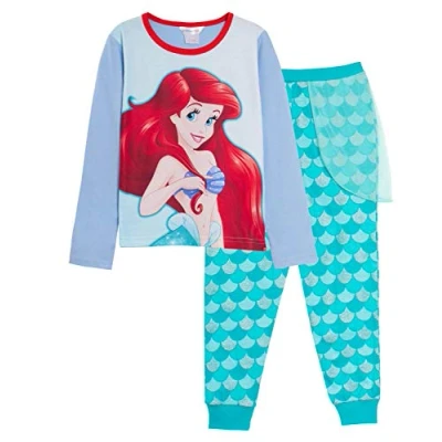 Afbeelding van Disney Pyjama&#039;s De kleine zeemeermin Ariel voor meisjes, prinsessenkostuum, PJs, volledige lengte, met glitterloungebroek, Lila.
