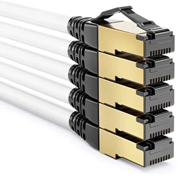 Afbeelding van deleyCON 5 x 0,25 m patchkabel CAT8.1 netwerkkabel S/FTP PIMF 2000 MHz 40 Gbit RJ45 LAN DSL kabel CAT.8 Ethernet wit