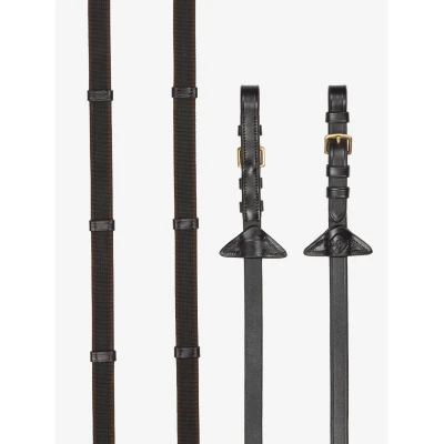 Image de LeMieux Rênes Arika Rubber Grip Continental Marron/Argent Full