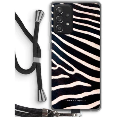 Afbeelding van hoesje met Koord geschikt voor Samsung Galaxy A52 Zebra Telefoonhoesje Zwart Bescherming aan alle Kanten en Over de Schermrand