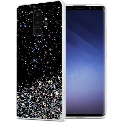 Afbeelding van Cadorabo Hoesje geschikt voor Samsung Galaxy S9 PLUS in Zwart met Glitter Beschermhoes van flexibel TPU silicone fonkelende glitters Case Cover Etui