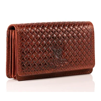 Afbeelding van MATADOR Lange damesportemonnee 3629, Caro bruin, RFID portemonnee