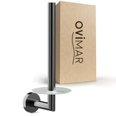 Afbeelding van ovimar Sentraltind Gunmetal vervangende toiletpapierhouder om te boren, van roestvrij staal en glas, tot 2 rollen, ook als gebruiken